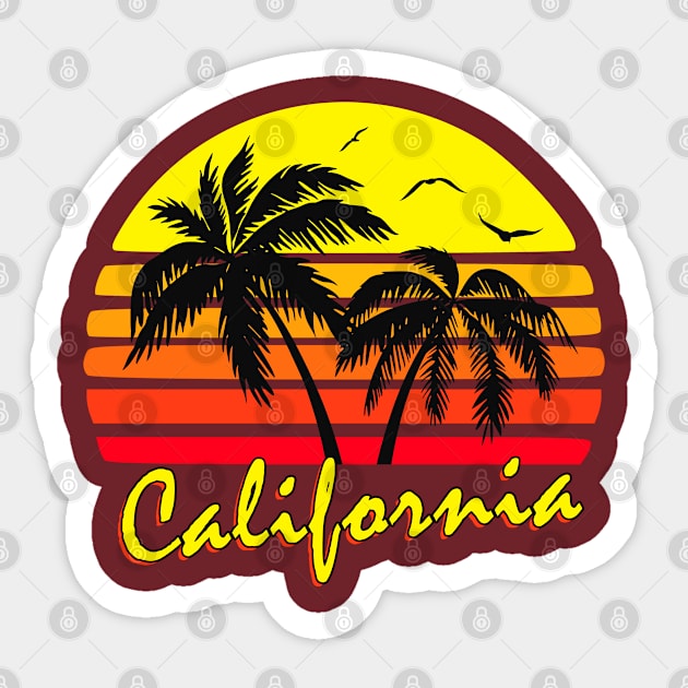 California Retro Sunset Sticker by Nerd_art